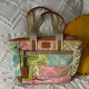 Vintage Coach Patchwork Tote Bag - Multicolor